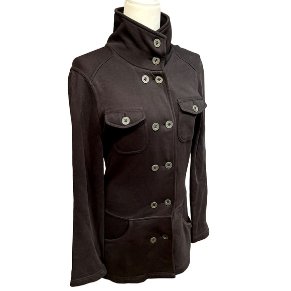 prAna Tori Double Breasted High Collar Charcoal Military Style Jacket - Picture 3 of 13